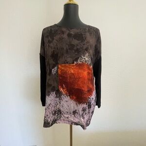 BITTE KAI RAND Multicolor Rayon Blend Black Jersey Rear + Sleeve Tunic